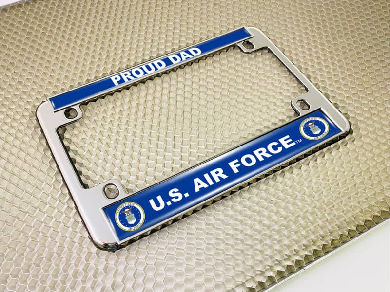 USAF - U.S. Air Force Proud Dad - Motorcycle Metal License Plate Frame